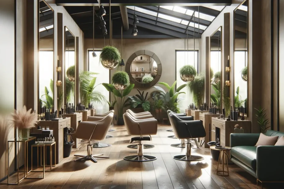 A-stylish-and-modern-hair-salon-interior-with-large-mirrors-comfortable-styling-chairs-natural-light-streaming-in-through-large-windows